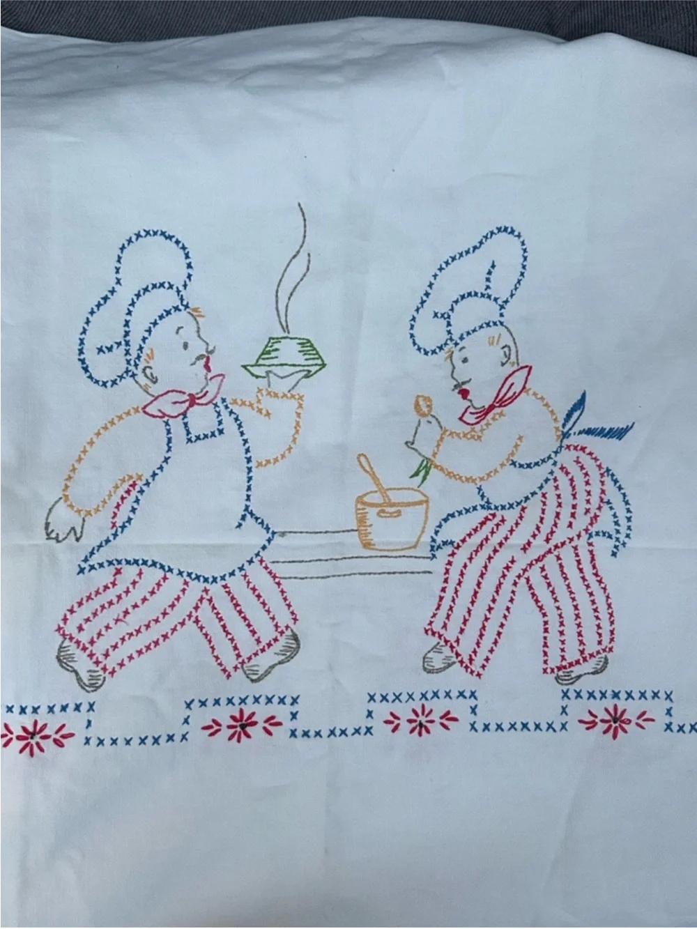 Vintage embroidered tablecloth